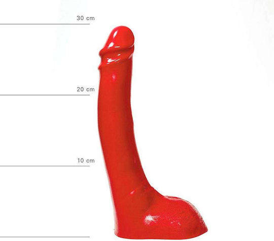 All Black All Red Ρεαλιστικό Dildo με Όρχεις Κόκκινο 27cm
