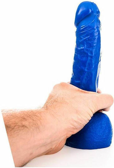 All Black All Blue Dildo realist cu Scrotum Albastru 20cm