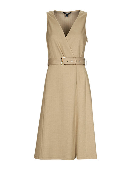 Nicholina Rochie de Vară Midi Fără Mâneci Wrap-Around Bej