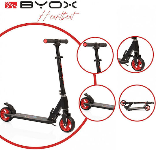 Byox Παιδικό Πατίνι Αναδιπλούμενο Heartbeat Δίτροχο για 3+ Ετών Μαύρο