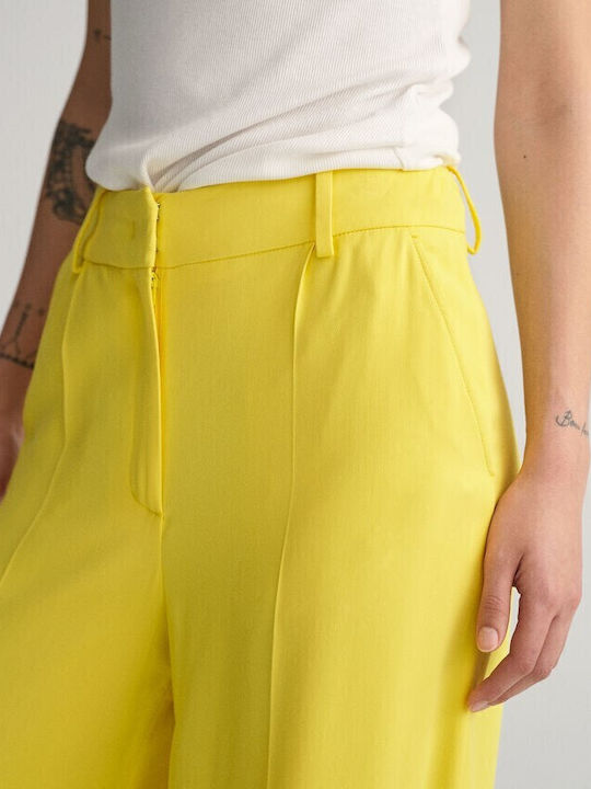 Damen Hoch tailliert Stoff Hose in Palazzo Passform Gelb