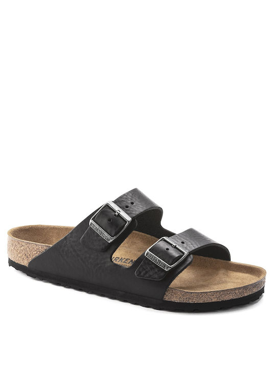 Birkenstock Men's Leather Sandals Vintage Wood Black Narrow Fit