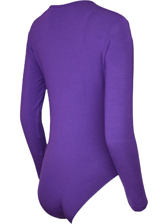 Wrap Long Sleeve Bodysuit Purple