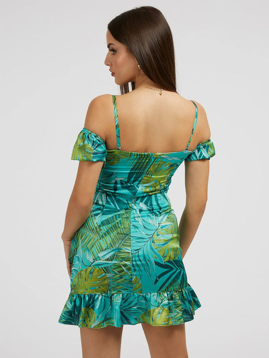 Guess Alva Summer Mini Evening Dress Turquoise