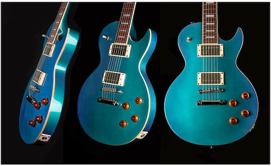 Cort CR200 Elektrische Gitarre Einfacher Schnitt mit HH Tonabnehmerkonfiguration Flip Blue