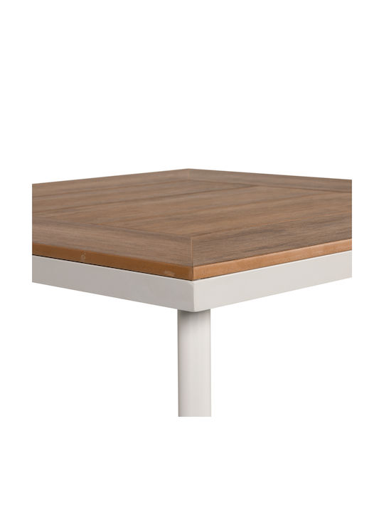 Masa Bar pentru spații exterioare mici Polywood cu schelet din aluminiu Epupa White / Walnut 80x80x73buc