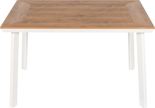 Epupa Outdoor Dinner Free Standing Table with Polywood Surface and Aluminum Frame Walnut 120x80x73cm