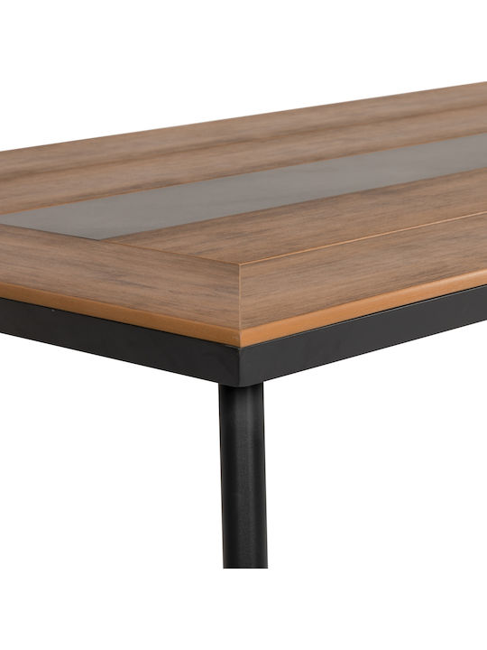 Ruacana Outdoor Dinner Table with Polywood Surface and Aluminum Frame Walnut 200x90x73cm