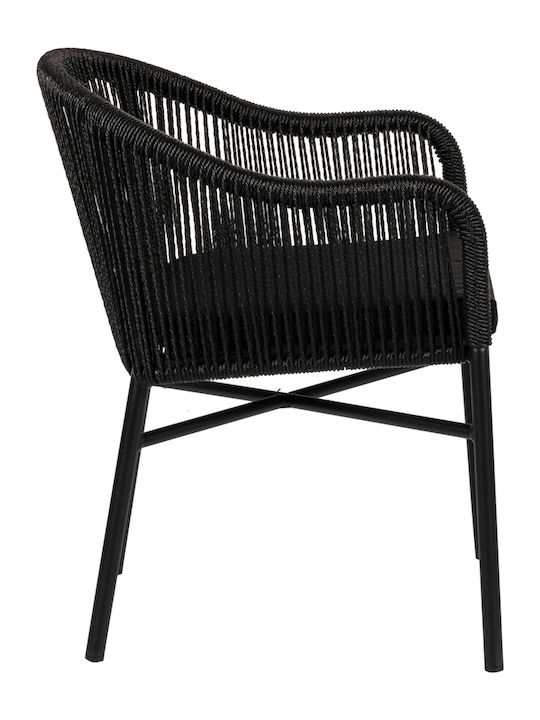 Outdoor Armchair Rattan Kagera Black with Cushion 1pcs 57x58x77cm.