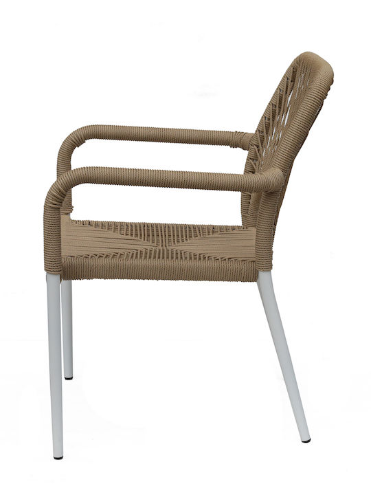 Градински Стол Алуминиев Tinkisso Бял / Естествен 57x63x82см