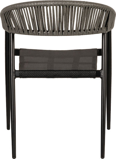 Καρέκλα Εξωτερικού Χώρου Rattan Livingstone Μαύρο / Γκρι 56x55x76εκ.