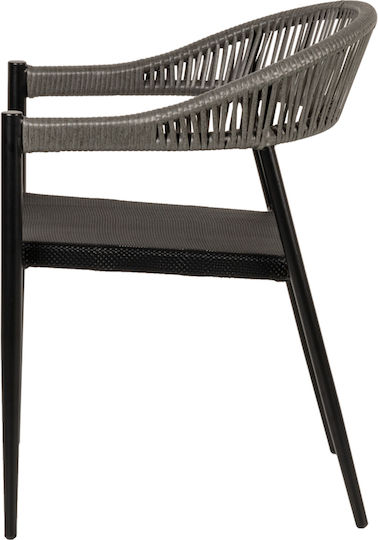 Καρέκλα Εξωτερικού Χώρου Rattan Livingstone Μαύρο / Γκρι 56x55x76εκ.