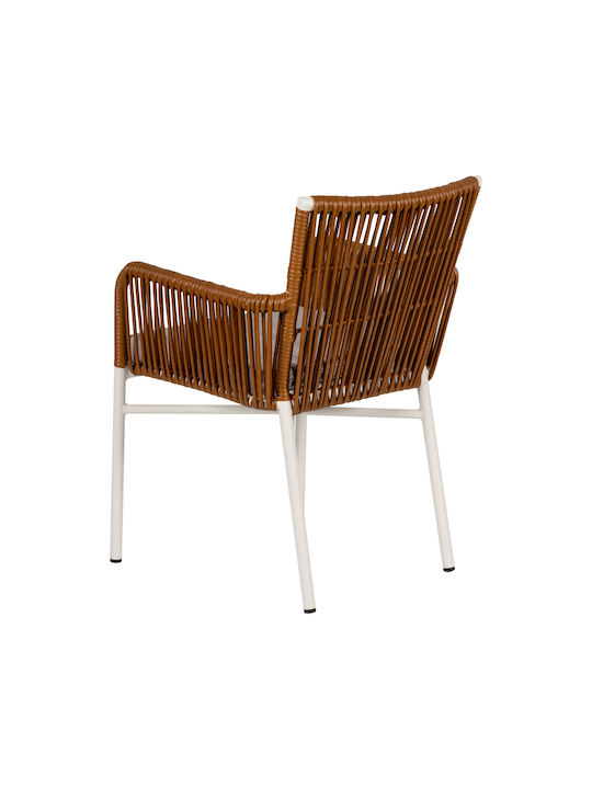 Fotoliu de Exterior Rattan Bluenile Alb / maro cu pernă 1buc 56x60x89cm.