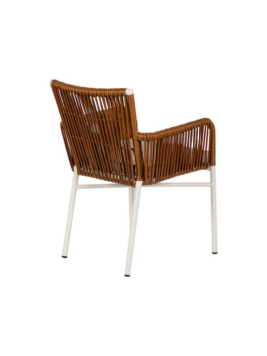 Fotoliu de Exterior Rattan Bluenile Alb / maro cu pernă 1buc 56x60x89cm.