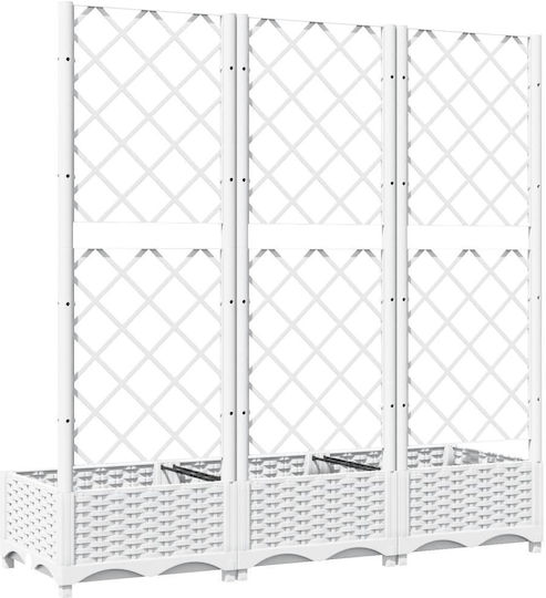 vidaXL Planter Box Plastic White 120x40x121.5cm.
