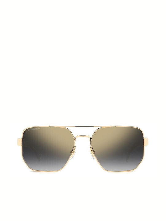 Dsquared2 Sonnenbrillen mit Gold Rahmen und Gold Verlaufsfarbe Linse D2 0083/S RHL/FQ