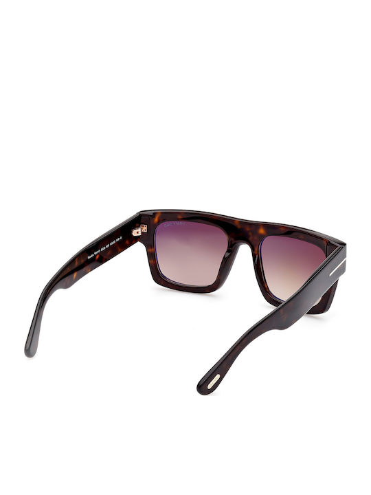 Tom Ford Fausto Unisex Γυαλιά Ηλίου με Καφέ Ταρταρούγα Κοκκάλινο Σκελετό και Καφέ Ντεγκραντέ Φακό FT0711 52F