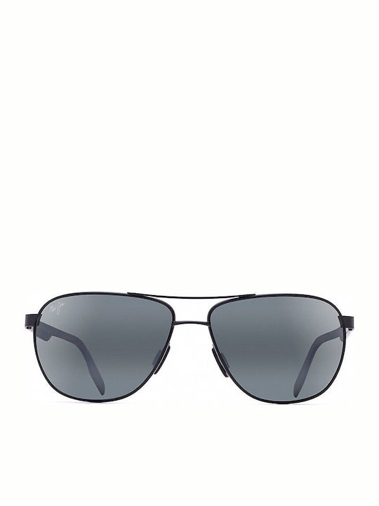 Maui Jim Castles 728 2M Grey Black Matte Men's Sunglasses with Black Metal Frame and Gray Polarized Lens 728-2M