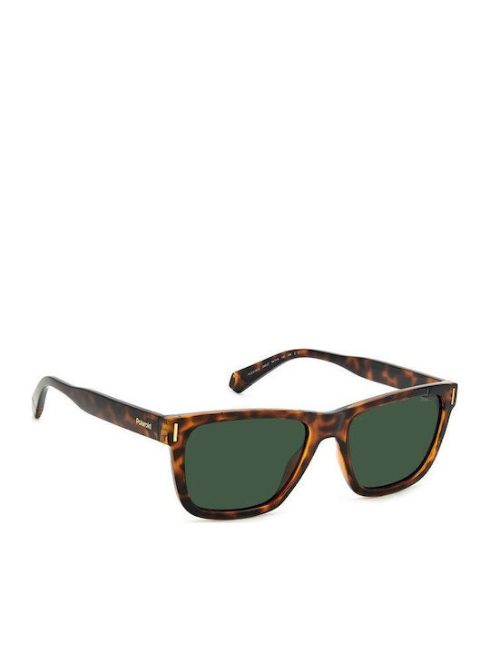 Polaroid Unisex Sunglasses with Brown Plastic Frame and Green Polarized Lens PLD6186/S 086/UC