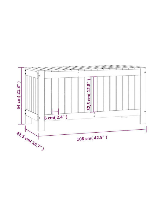 vidaXL Cutie de depozitare pentru exterior Lemn Alb L108xW42.5xH54buc