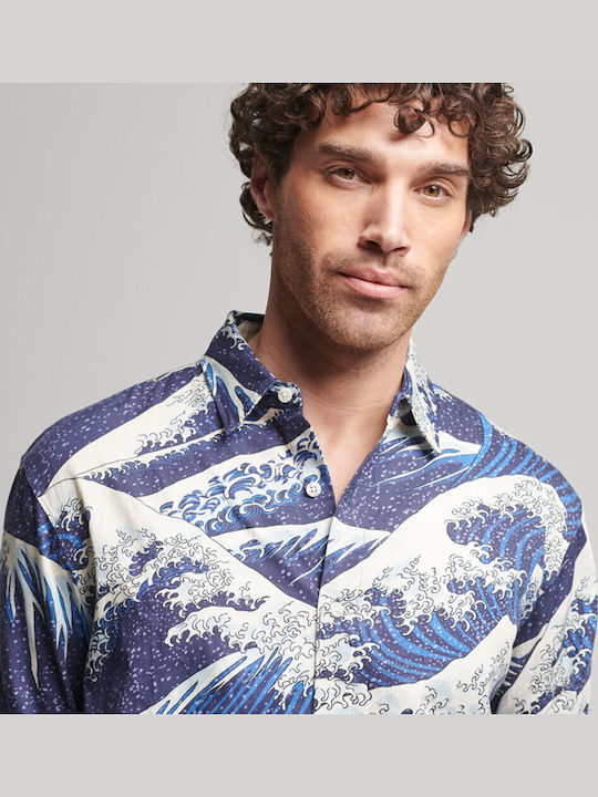 HAWAIIAN Short-sleeved Shirt Navy Blue