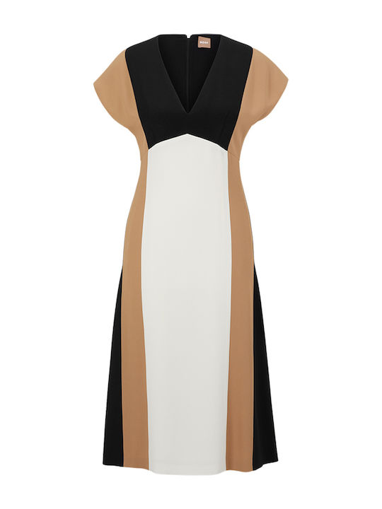 Debrany Summer Midi Dress Short Sleeve Black
