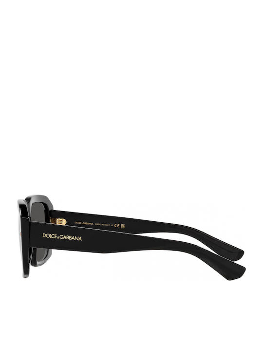 Dolce & Gabbana Men's Sunglasses with Black Horn-Rimmed Frame and Grey Lens DG4430 501/87