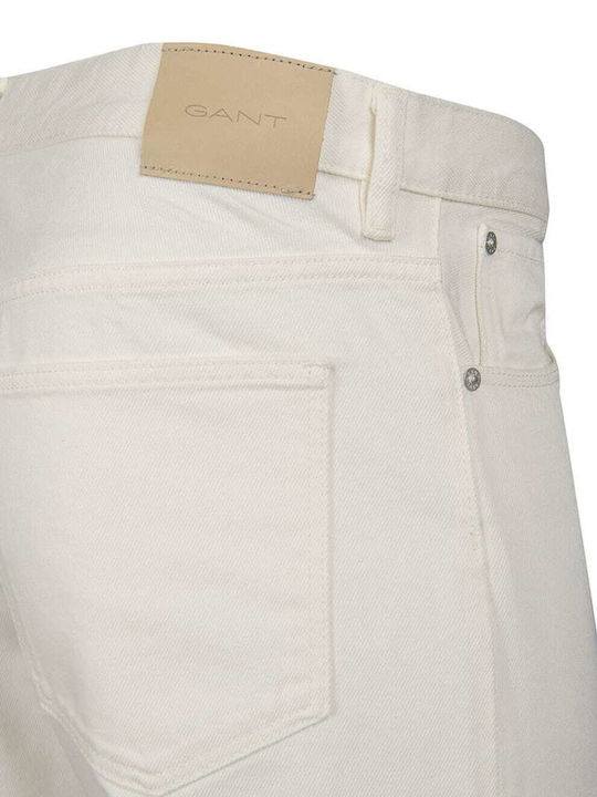 Men's Elastic Jeans Pants with Relaxed Straight Fit White
