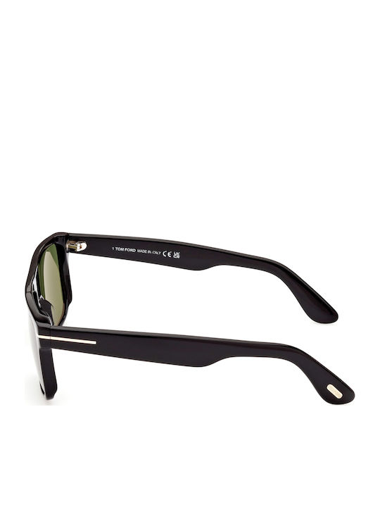 Tom Ford Men's Sunglasses with Black Horn-Rimmed Frame and Green Gradient Lens TF0999 01N