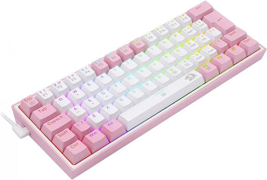 Redragon K617 FIZZ Gaming Mechanical Keyboard 60% with Custom Red switches and RGB lighting (English US) White/Pink
