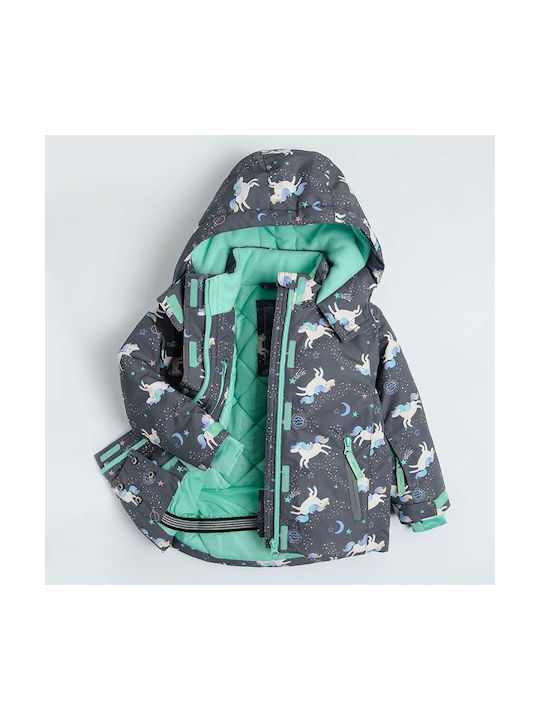 Waterproof Kids Sports Jacket short Windproof Hooded Gray