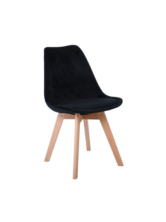 Martin Dining Room Velvet Chair Black 49x57x82cm