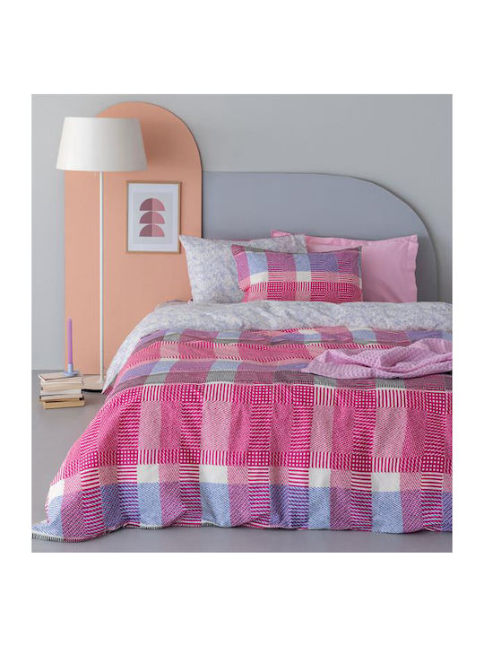 Palamaiki Bettwäsche-Set Überdoppel 240x260cm. FL6193 Fuchsie 4Stück