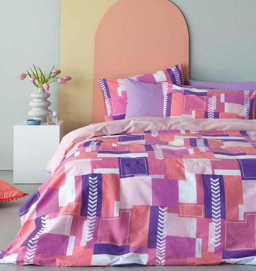 Palamaiki Set Cearșafuri King Size 265x260cm. FL6189 Roz 4buc