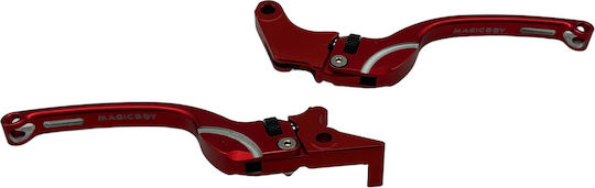 Honda Set Brems-/Kupplungshebel für Motorräder Magic Boy Einstellbar für Honda GTR 150 Rot BL00072