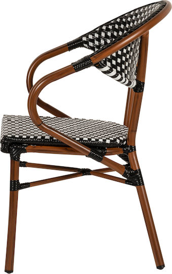 Metallic Outdoor Armchair Mutuma White Black 57x60x82cm