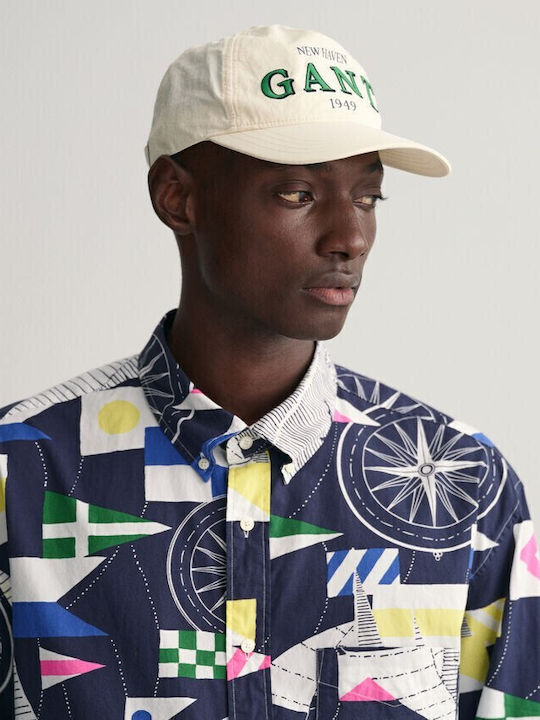 Long-sleeved Cotton Shirt in Wide Line Multicolour