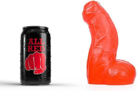 All Black Ted Glass Dildo Red 17cm