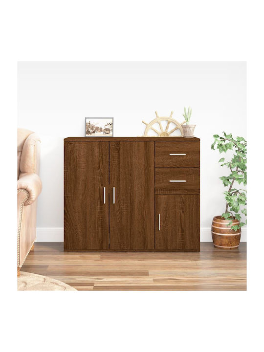 Sideboard Wooden with Drawers Καφέ Δρυς 91x29.5x75cm