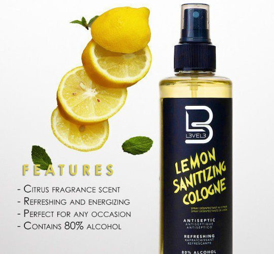 L3vel3 Sanitizing Cologne Dezinfectant Spray Pentru Mâini 250ml Cu Miros De Lămâie