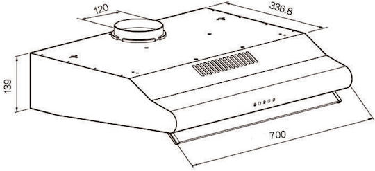 Singer LIN 702D Freestanding Vent Hood 70cm Inox