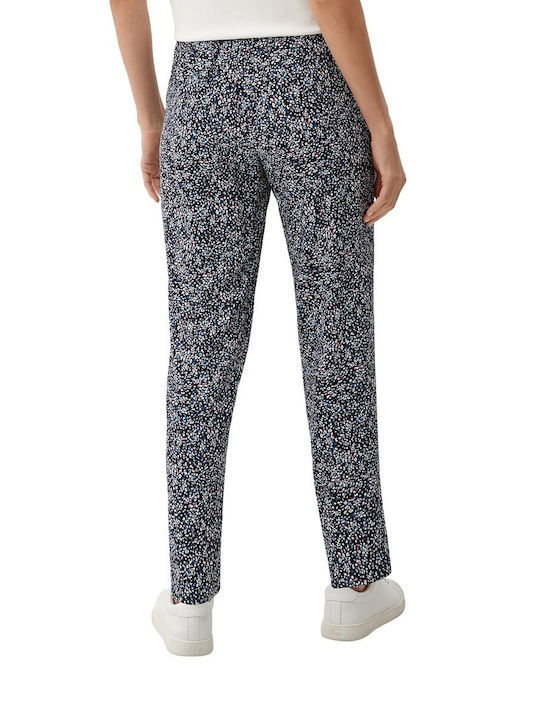 S.Oliver Women's Fabric Trousers with Elastic in Relaxed Fit Floral