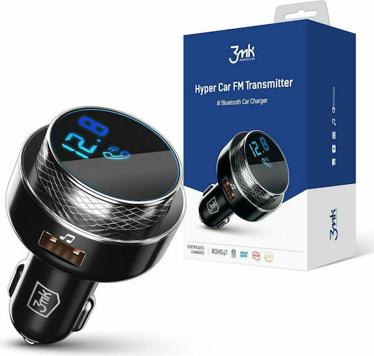 3MK FM Transmitter Αυτοκινήτου HyperCar Chager Transmiter με USB / Bluetooth