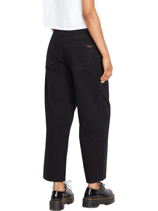 Weellow High Waist Women's Jean Trousers in Loose Fit Black