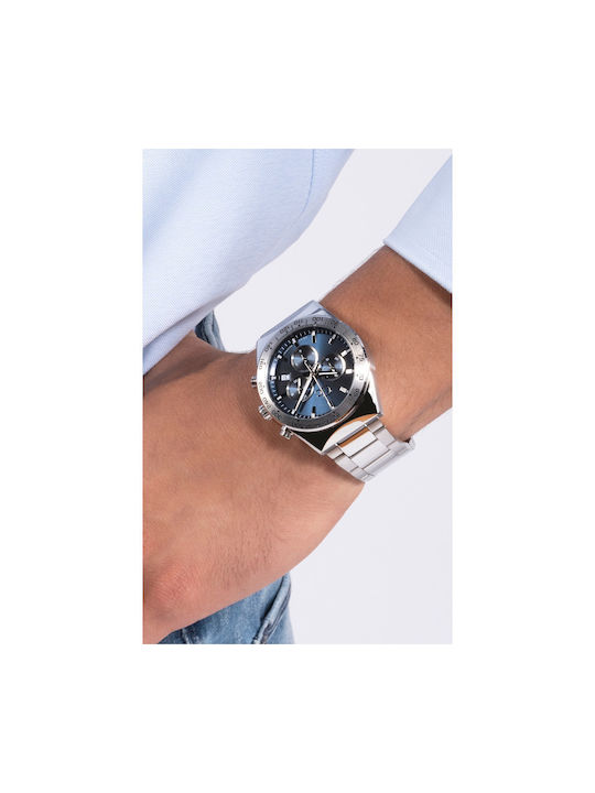 GC Watches Ανδρικό Ρολόι 41mm Χρονογράφος Μπαταρίας με Ασημί Μεταλλικό Μπρασελέ