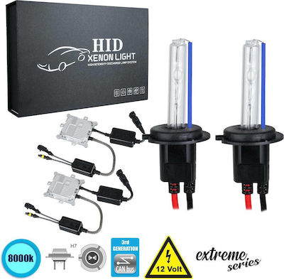 GloboStar Xenon Set de Iluminare pentru Mașini Extreme Series H7 Can bus 110W 12V 8000K Alb rece