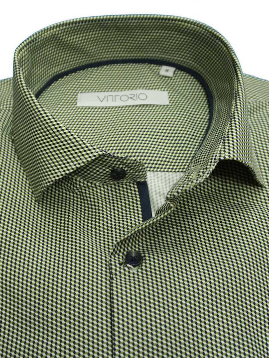 Vittorio Artist Men's Shirt Long Sleeve Cotton Green