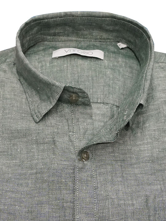 Vittorio Artist Men's Shirt Long Sleeve Linen Green