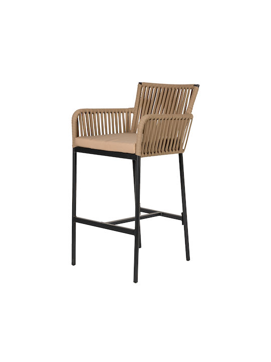 Gartenhocker Bar Außeneinsatz Rattan Kintampo Beige/Schwarz 55x58x108cm