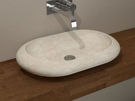 Bati Bali Ovalite Aufgesetztes Waschbecken Stein 55x40x13cm Beige
